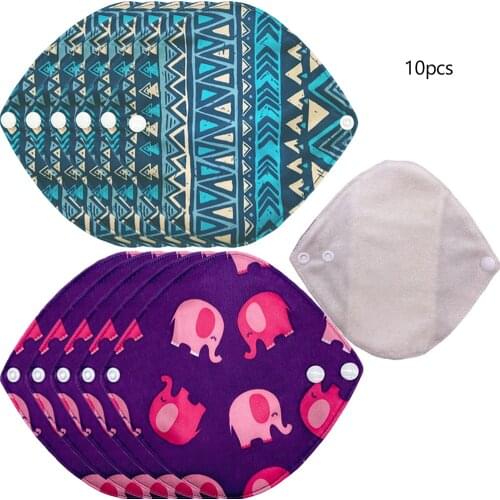ALINAPPY 10PCS Healthy Feminine Hygiene Organic Bamboo Panty Liner, Reusable Waterproof Menstrual Cloth Sanitary Pads 18*18cm