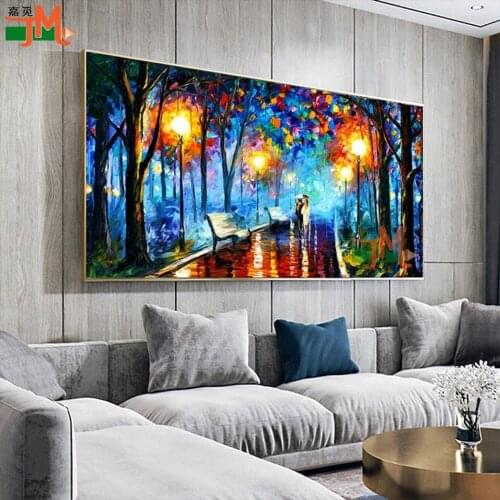 Diy Diamond Painting"Lover in The Rainy Light Road"Cross Stitch Diamond Embroidery Abstract landscape Rhinestones Banner Decor
