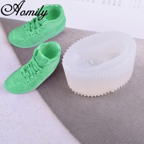 Aomily DIY Crystal Epoxy Silicone Molds Mini Shoes Basketball Shoes High Top Sneakers Cake Decorating Tools Baking Accessories