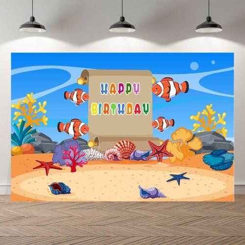 Seekpro Underwater Sea Fish Photo Baby Mermaid Birthday Banner Photography Background Photographic Backdrop For Studio Shoot