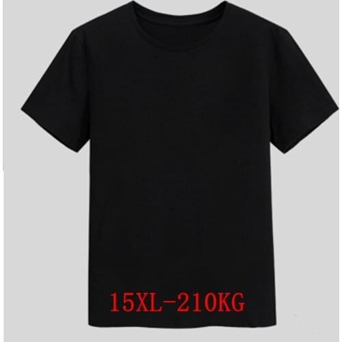 Mens Big T-Shirt Large Size 15XL 14XL 13XL 8XL 9XL 10XL 11XL 12XL Short Sleeve Round Neck Loose Casual Black Gray White