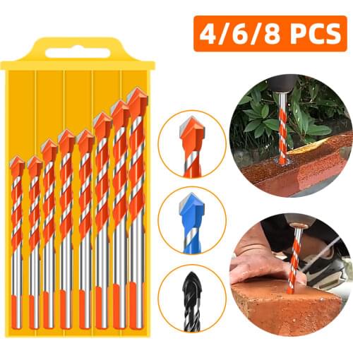 Multifunctional Glass Metal Drill Bit Ceramic Tile Triangle Diamond Drill Set Boxed Concrete Brick Wood Punching Hole Saw Drill