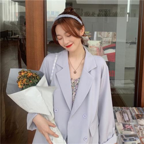 Fashion pink Blazer Female Spring Summer Suit Jackets Women 2020 new Korean Loose Casual Long Sleeve Suits tops b365