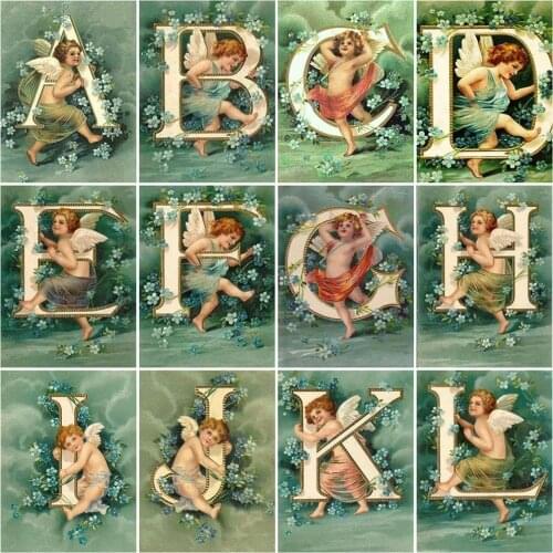 MomoArt DIY Diamond Mosaic Angel Picture Rhinestone Diamond Painting Letter Cross Stitch Embroidery Flower Scenery Home Decor