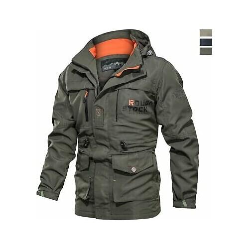 Mens Casual Jackets Waterproof Long Sleeve Hooded Zip Coat Outdoor Waterproof Camouflage Quick Dry Hiking Jacket Windbreaker