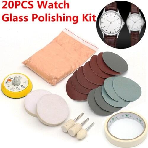 20Pcs/Set Watch Glass Polishing Kit Glass Cleaning Scratch Removal Polishing Pad And Wheel 50mm Backing Pad Durable Quality