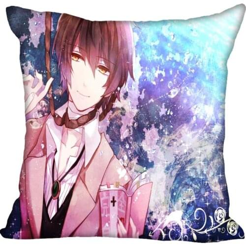 Custom Bungou Stray Dogs Anime Pillowcase Satin Fabric Pillow Cover Square Zipper Pillow Cases Home Office Wedding Decorative