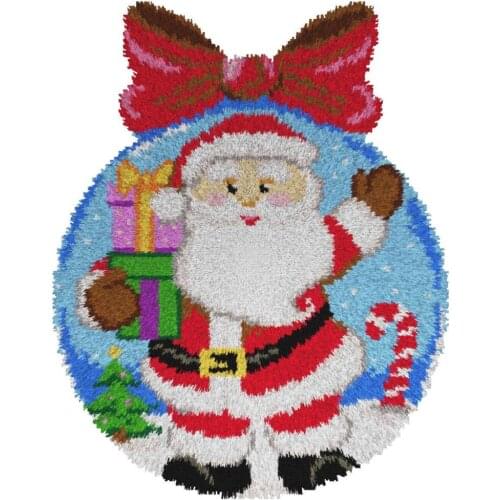 Christmas Decoration DIY Latch Hook Kit with Printed Pattern Crochet Needlework Crafts for Kids and Adults Gift Includes Hook