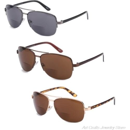 Men Women Bifocal Reading Glasses Sunglasses Sun Readers Half Frame Presbyopic with Diopters +1.0 to +3.5 My25 21 Dropshipping