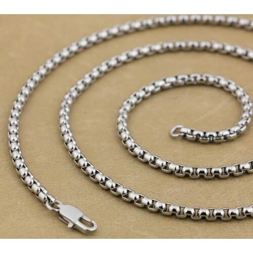 LINSION Stainless Steel Chain Mens Biker Rock Punk Box Necklace 5N001 Diameter 3.5mm