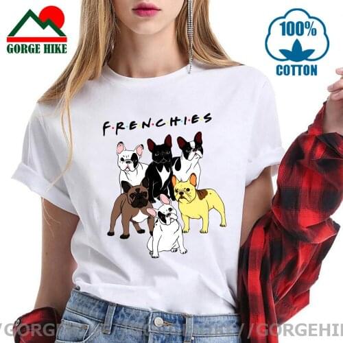 Graphic Tees Women Frenchie T-shirt with Print Funny Cute French Bulldog T Shirts Tops Tshirts Camisetas Mujer Female Clothing