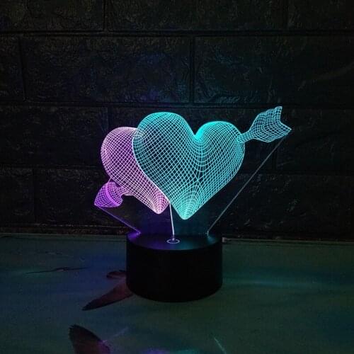Romantic Heart 3D Lamp Love Balloon Acrylic LED Night Light Touch Table Lamp Valentines Day Sweetheart Wifes Friend Gift