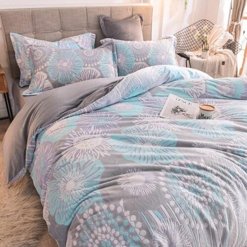 Flowers 3/4pcs/set Winter Bedding Set 6D Carved Crystal Velvet Duvet Cover Flat Sheet Pillowcase Warm Washable Bed Quilt Cover