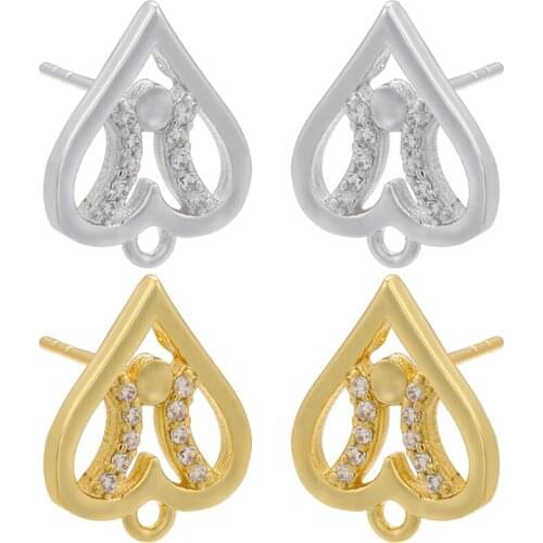 ZHUKOU Gold/Silver color Inverted heart Earring Hook for women DIY handmade earrings Jewelry making accessories wholesale VE388