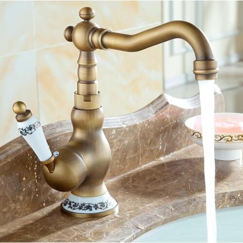 Blue And White Porcelain Kitchen Faucet 360 Swivel Retro Mixer Tap Fashion Antique Faucet Copper Hot And cold Basin Tap
