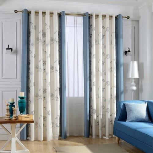 Cotton Linen Creative High-Grade Half Blackout Curtain Cloth Embroidered Living Room Bedroom Curtains Customized