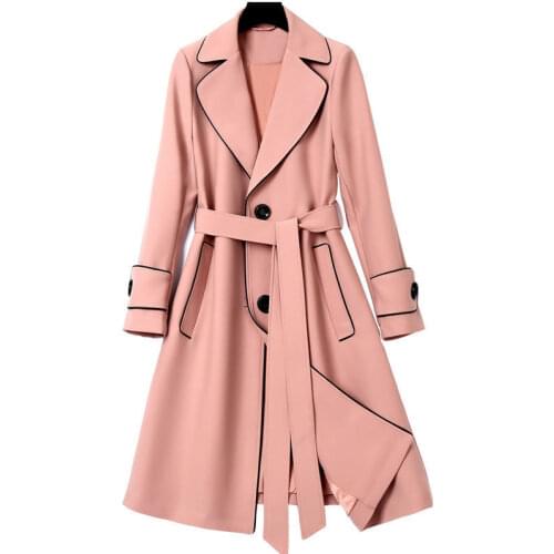 Women Khaki Black Big Size Single Breasted Trench New Lapel Long Sleeve Loose Fit Windbreaker Fashion Spring Autumn