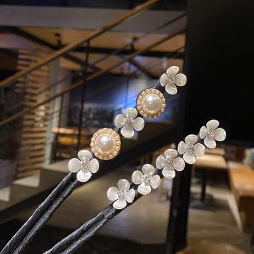 Females Plate Hair Device Imitation Shell Pearl with Super Fairy Flower Ball