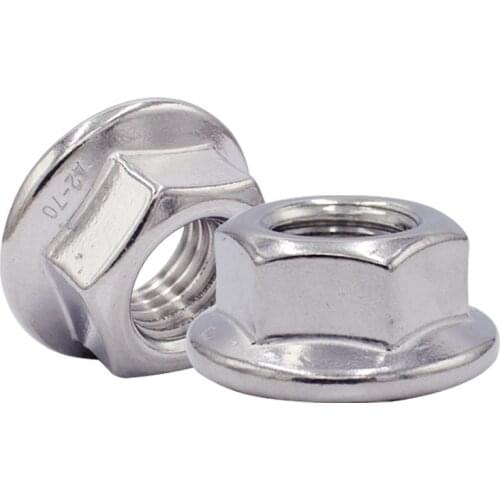 1-50 PCS Hexagon Flange Nut M3 M4 M5 M6 M8 M10 M12 M14 M16 M20 304 / 201 / 316 Stainless Steel Pinking Slip Locking Lock Nuts