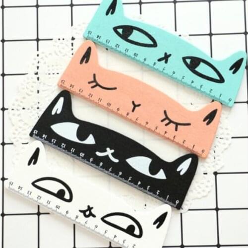 1 Piece Creative Kawaii Animal Cat Wood Ruler For Kids Students Maths Study Tools School Office Stationery