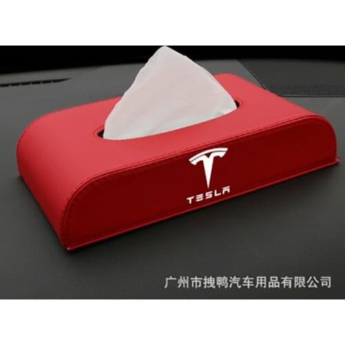 1 Pcs New Car Style PU Quality Tissue Box Emblem For Tesla Model 3 Model S Model L Model Y Model X Auto Accessories