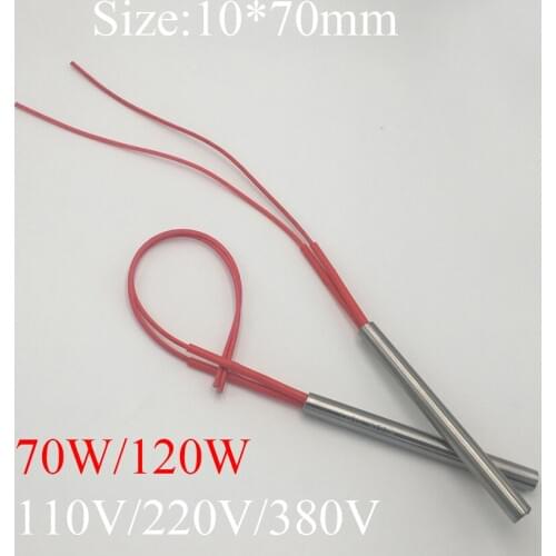 10x70 10*70mm 70W 120W AC 110V 220V 380V Stainless Steel Cylinder Tube Mold Heating Element Single End Cartridge Heater