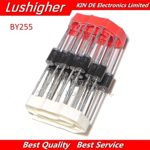 20PCS New Original BY255 Rectifier Diode 3A 3000mA 1300V DO-201