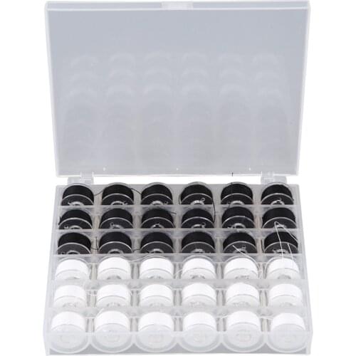 36 Pcs Black And White Color Bobbin Box With Thread High Quality Sewing Thread Boxed Bobbin Set Sewing Accessories