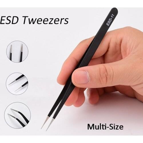 5 Style Anti-static Precision Tweezers Multi Size Pinzas Pincet Stainless Steel ESD Tweezer Electronics Repair Tools Black Color