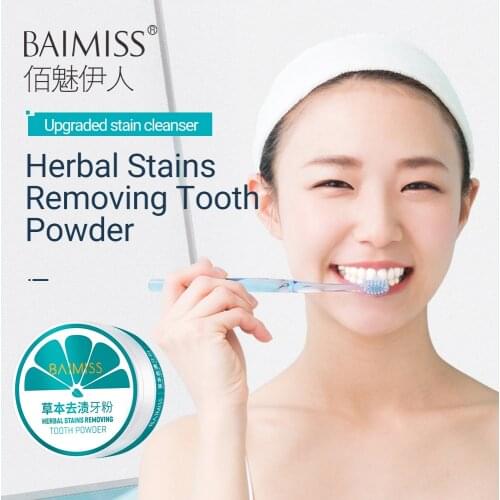 BAIMISS Teeth Whitening Powder 50g Herbal Safe White Tooth Perfect Smile Oral Hygiene Dental Brighten Tool Tartar Stains Remover