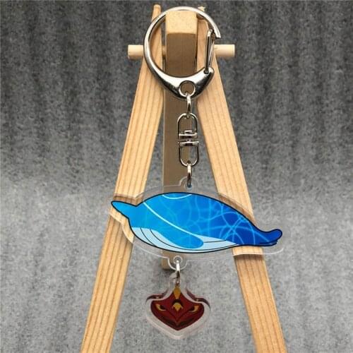 Genshin Impact Childe Tartaglia Whale Keychain Badge Accessories Cosplay Props Key Chain Cartoon Backpack Pendant