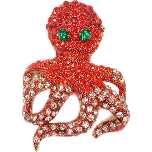 12pcs/lot Wholesale Fashion Brooch Rhinestone Octopus Pin brooches & Pendant C102229