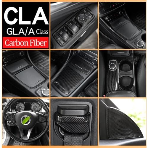 Central Control Decoration Sticker For Mercedes Benz CLA C117 GLA X156 A W117 Water Cup Storage Panel Trim Auto Accessories
