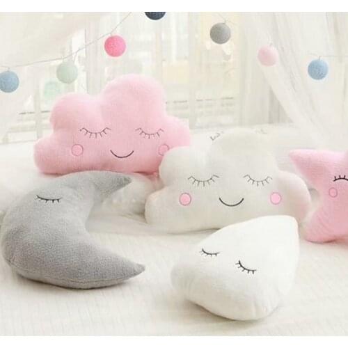INS Nordic Kids Room Nursery Decor Sofa Pillow Cushion Plush Stuffed Soft Moon Star Cloud Pillows Baby Boy Girl Bedroom Decor