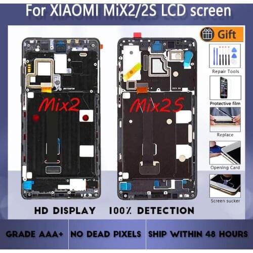 For XIAOMI Mi Mix 2 Mi Mix 2s Original LCD screen assembly with front case Black White With repair tools and Tempered film