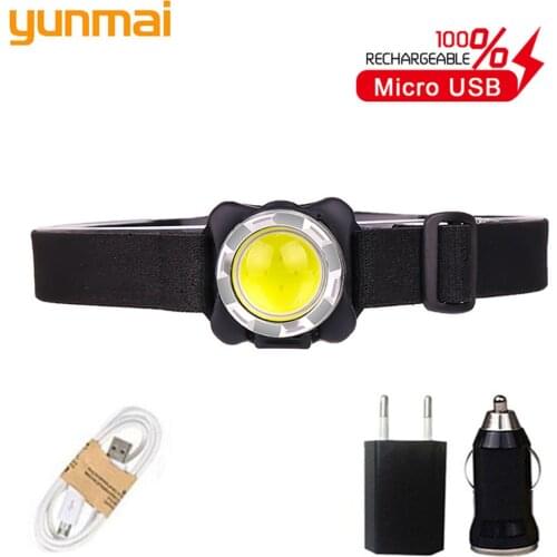 35000LM Headlamp USB Rechargeable Headlight COB LED Head Light with Built-in Battery Waterproof Head Lamp White Red Lighting