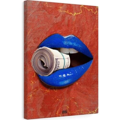 Canvas Paintings Home Decor Handsome Money Lips Blue Modular Pictures Modern Printed Poster For Living Room Wall Art No Frame