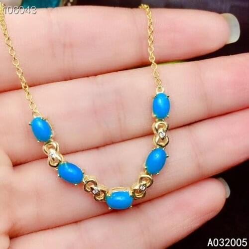 KJJEAXCMY Fine Jewelry 925 Sterling Silver inlaid blue Turquoise women hand bracelet luxury support detection