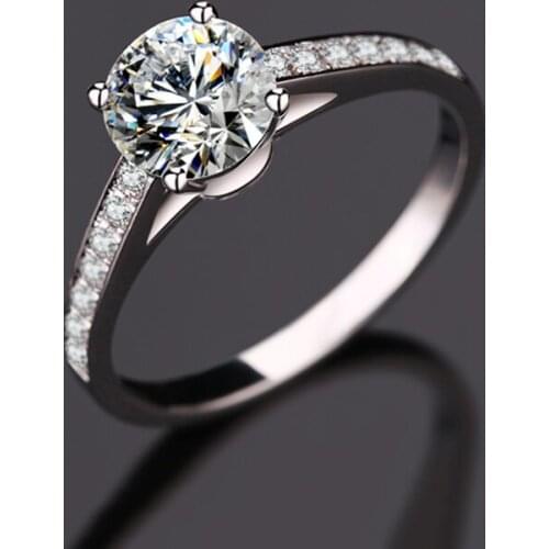 9K White Gold Moissanite Ring 4 claws jewelry Round brilliant Cut Luxury moissanite 1ct 2ct 3ct Anniversary Engagement Ring