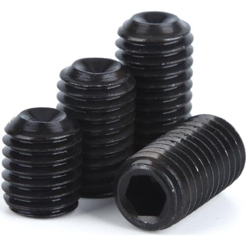 M4x3-45mm Black Oxidized 12.9 Grade Alloy Steel Allen Socket Cup Point Grub Scerw DIN916 For Car Model DIY