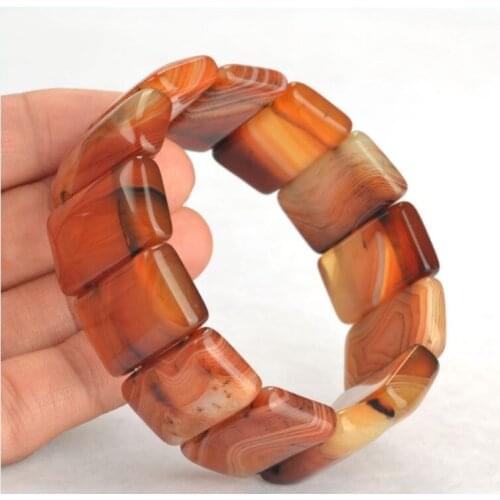 Natural Unique Xinjiang Ice Color Agate Bracelet Mens Bracelet Red agate hand row Wrapped agate bracelets chalcedony 24*14