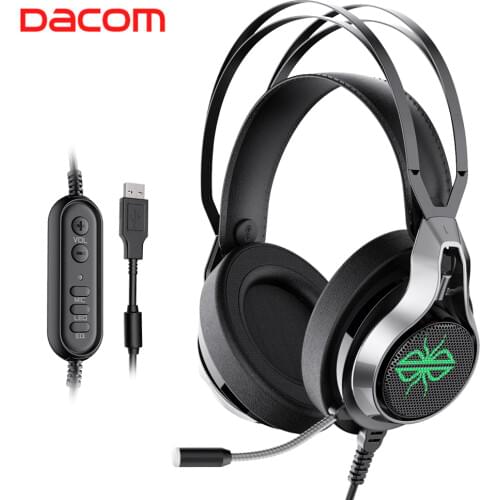 Dacom GH05 7.1 Stereo LED Gamer Headphones USB Wired Gaming Headset with Mic HD Surround Sound Game Earphones for PC PUBG CSGO