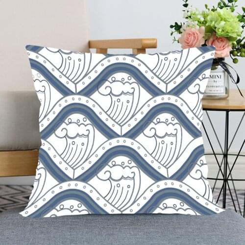 Japanese Geometric Patterns Pillowcase Wedding Decorative Pillow Cover Custom Printed Soft Satin Fabric Pillow Cases Not Fade