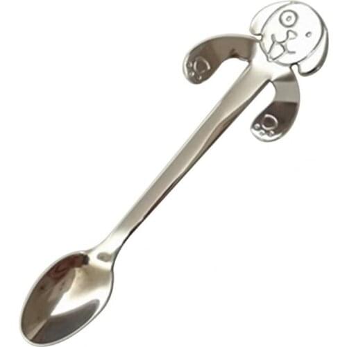 2021 New Eco-Friendly Creative Stainless Steel Dog Hanging Cup Hugging Coffee Tea Soup Sugar Spoon Teaspoons Kitchen Tableware