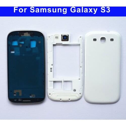 Original Full Housing for Samsung Galaxy S3 I9300 s3 neo 9300i 9301i Front Frame+Middle Frame+Battery Cover door Repair Parts