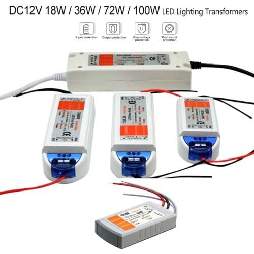 LED Driver AC 110V 220V to DC12V Led Power Adapter Transformers for LED Strip 18W 28W 48W 72W 100W Power Supply