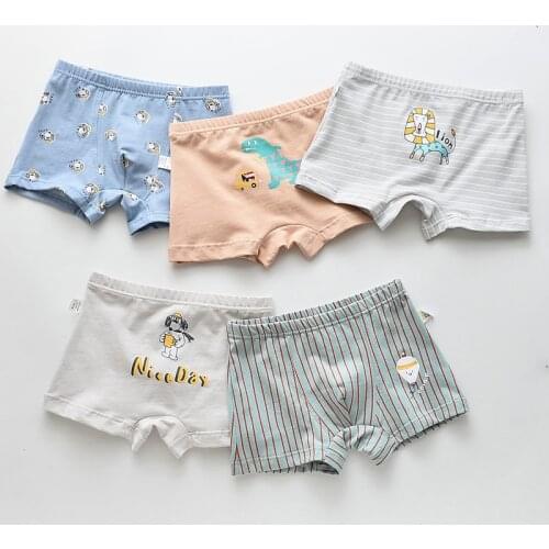 5Pcs/lot Girls Boys Cotton Boxer Briefs Girl Panties Boys Boxer Shorts Childrens Panties Kids Underwear For 2-14 Years BU050