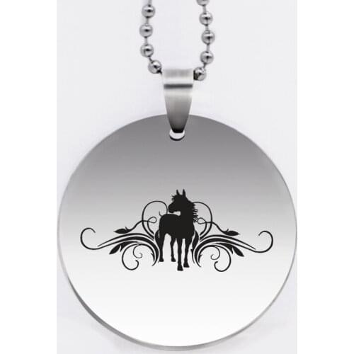 Ufine jewelry victory horse pendant army card Equestrian enthusiast gift round disc stainless steel customed necklace N4549