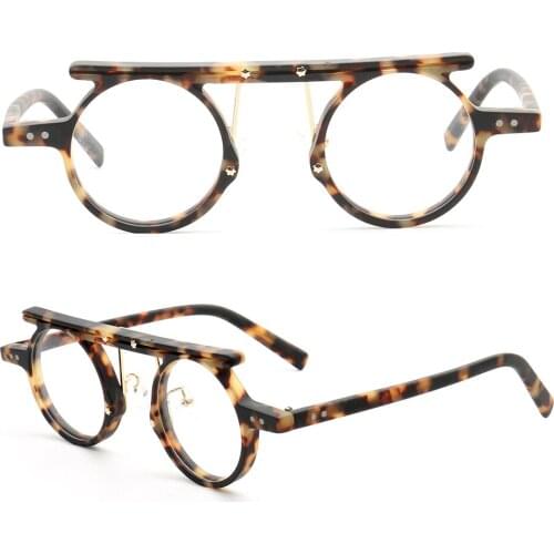 Women Round Glasses Frames Men 2021 Vintage Flat Retro Nerd Optical Eyeglass Frame Double Bridge Fashionable Eyeglasses Frames
