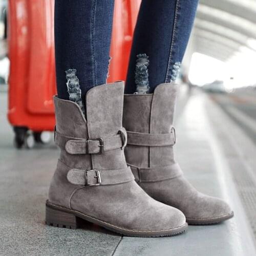 Plus Size 34-46 Women Snow Boots Flat Winter Platform Fashion Ladies Warm Shoes 2020 Flock Fur Womens Suede Ankle Boots Female